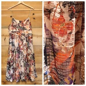 Maeve peach coral pink strap floral dress ** see measurements for  sizing